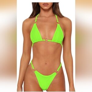 MIKETAI
Sexy Bikinis for Women 2 Piece Bikini Spaghetti Strap Swimsuits Solid Co